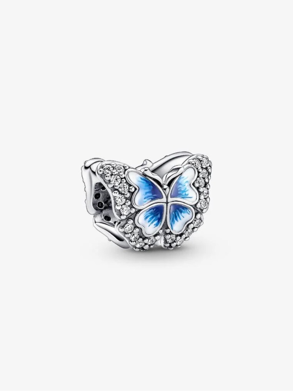 Pandora Blue Enamel Butterfly Charm with Clear Crystals